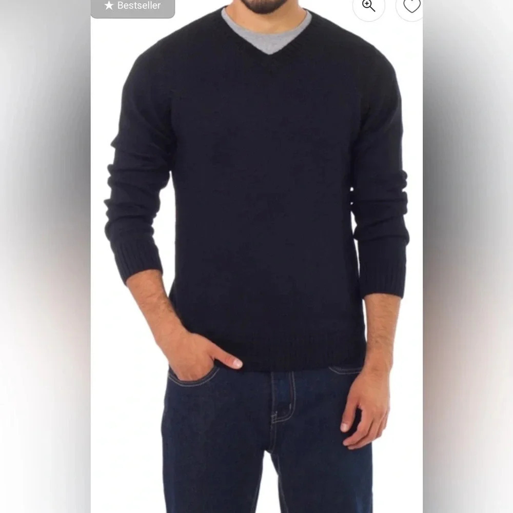 Novica Men's Peruvian Alpaca Wool Blend Classic Pullover V- neck Sweater, Sz XL